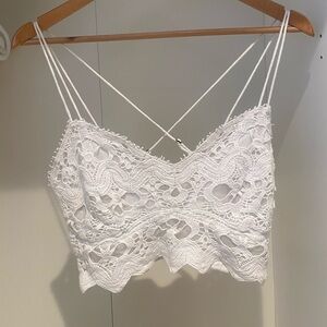 Free People white crop top size Large